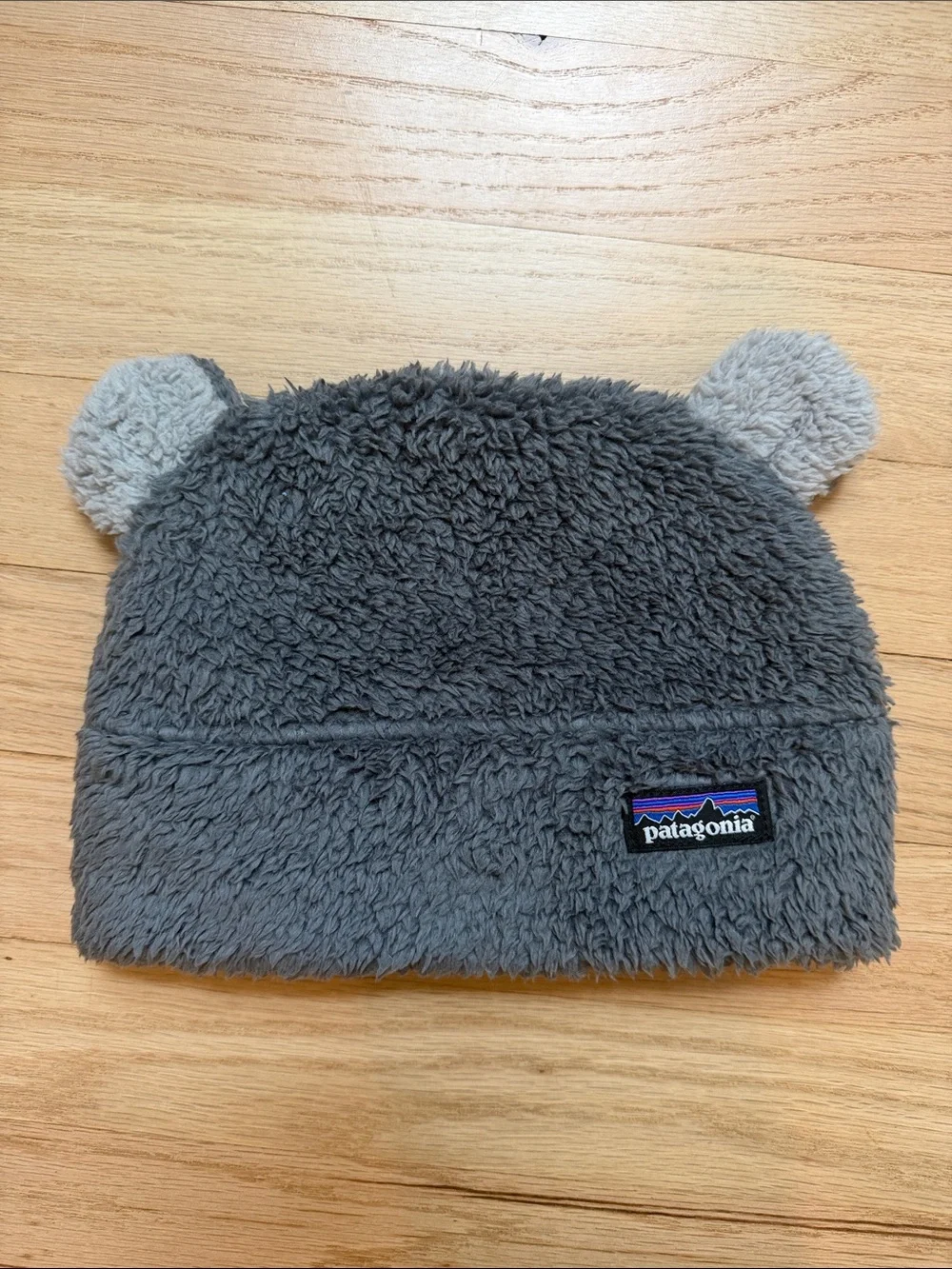 Patagonia Gray Fleece Kids Bear-Ear Beanie